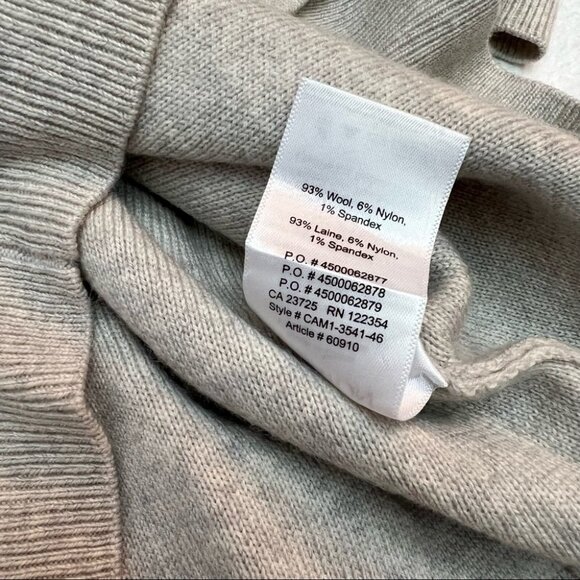 ARITZIA BABATON Deep V-Neck Grey Merino Wool Sweater Size XS - Picture 9 of 10